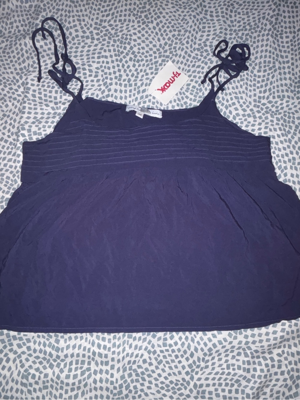 NWT Young Fabulous & Broke Size M Navy Blue Tie-Strap Boho Peplum Tank Top